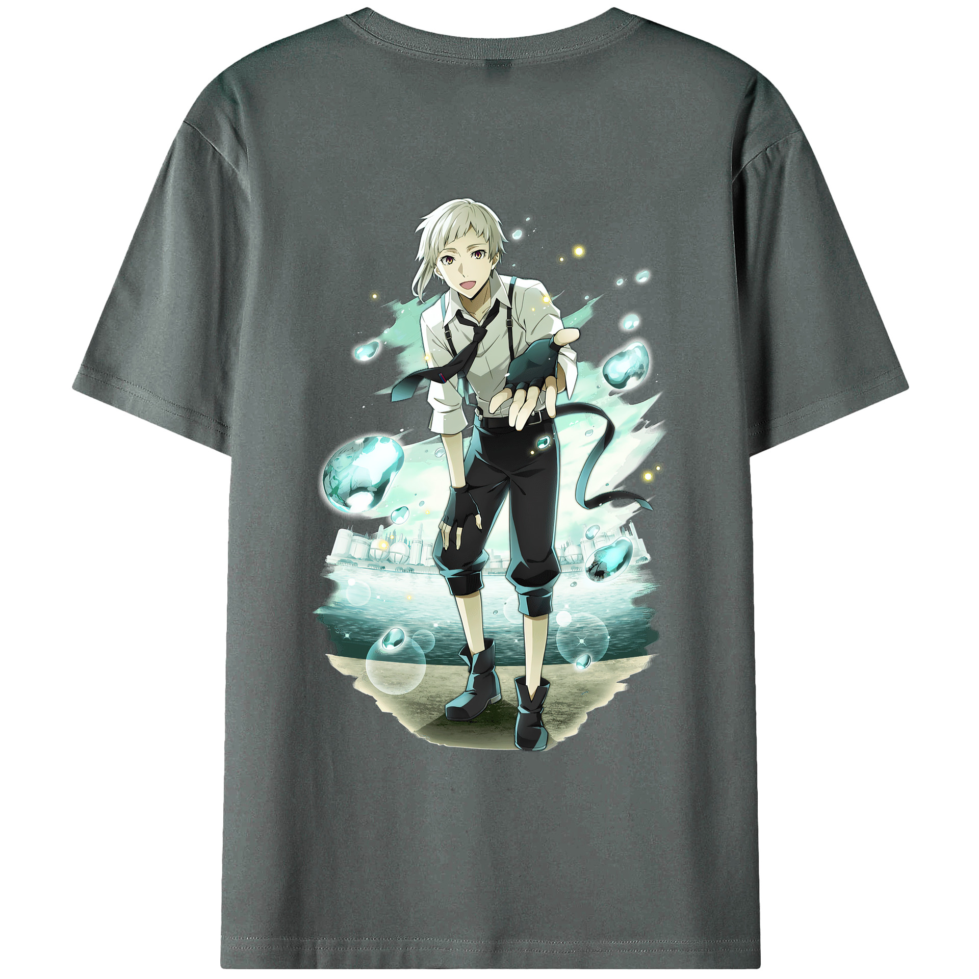 （画像用） 文豪ストレイドッグス Bungo Stray Dogs 綿100％ メンズ半袖Tシャツ（バックプリント） 通気性